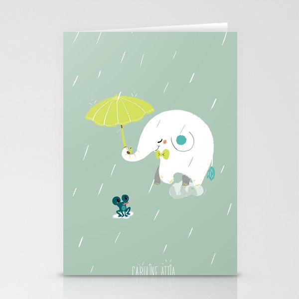 Rainy Elephant Stationery Cards