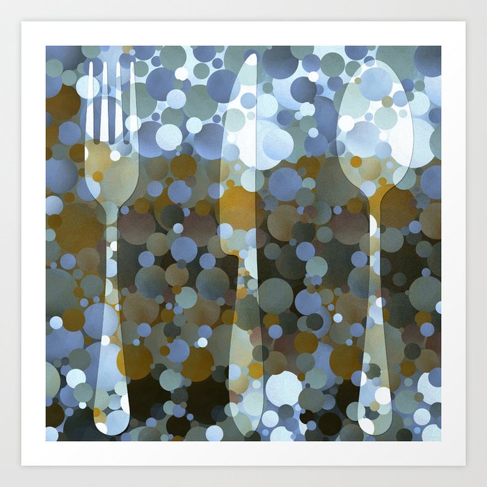 Modern Cutlery Kitchen Decor Art by Sharon Cummings Art Print