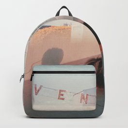 Venice Backpack | Pink, Double Exposure, Venice, Pomeranian, Blackpomeranian, Pastel, Rooftop, Pinksky, Curated, California 