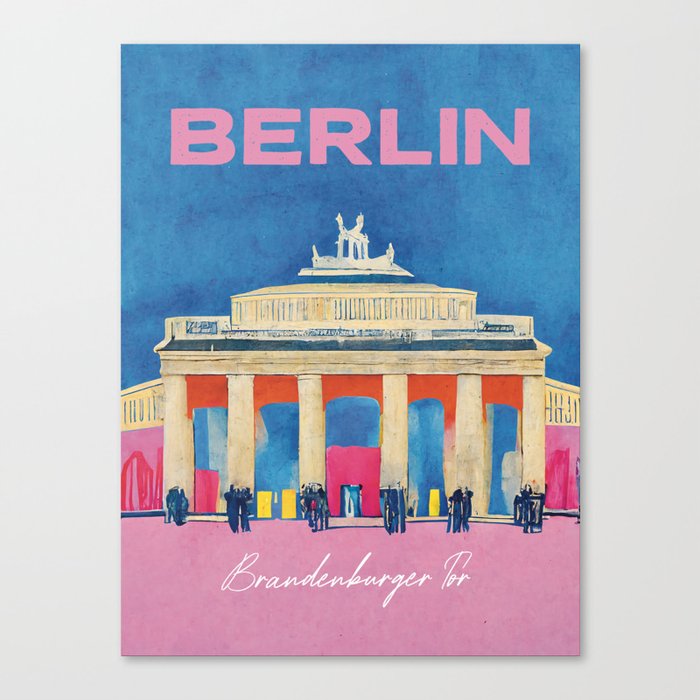 Brandenburger Tor Berlin Travel Poster Retro Canvas Print