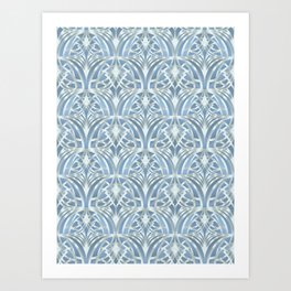 Light Blue Art Deco Pattern Art Print