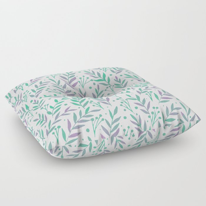 Watercolor branches - pastel green and very peri Floor Pillow
