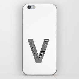 capital letter V in black and white, with lines creating volume effect iPhone Skin