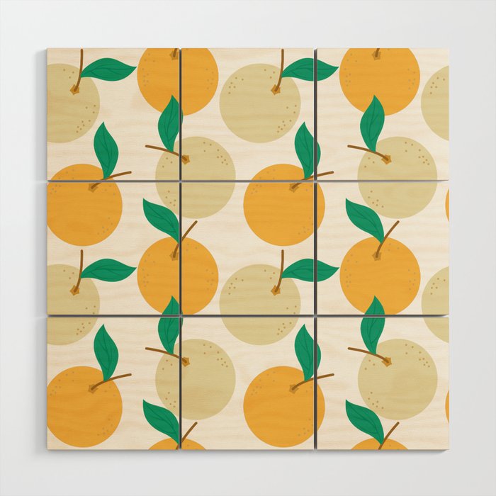 Yellow Orange illustration pattern Wood Wall Art