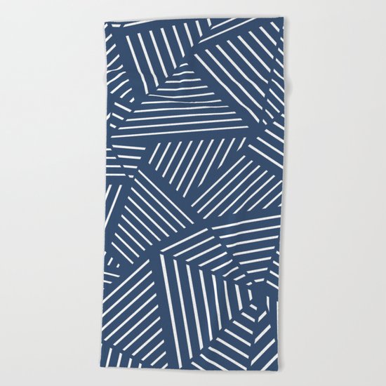 Abstraction Linear Zoom Navy Beach Towel