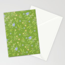 Charming Green Secondary Pattern Stationery Cards