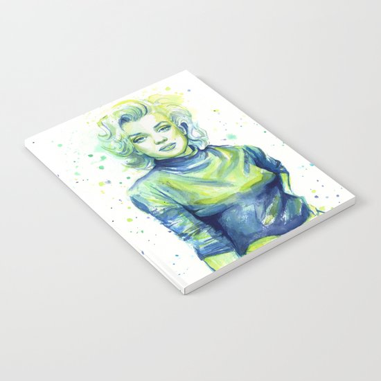 Marilyn Portrait Watercolor Painting Actress Old Hollywood Notebook
