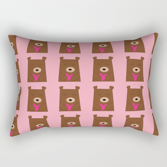 Bear in love pink Rectangular Pillow