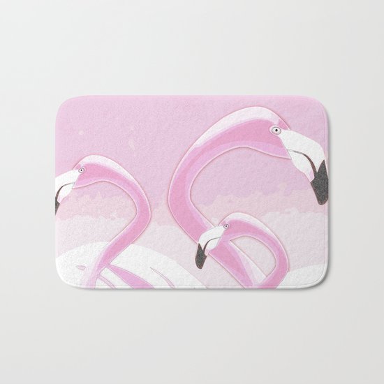 Soft Pink Flamingos Design Bath Mat