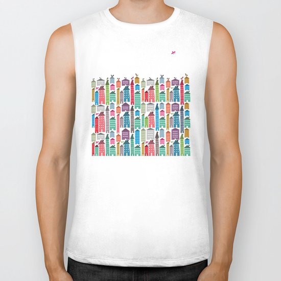 Houses and Birds Biker Tank