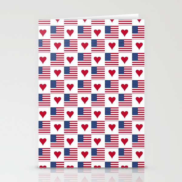flag of the usa 9 with heart Stationery Cards