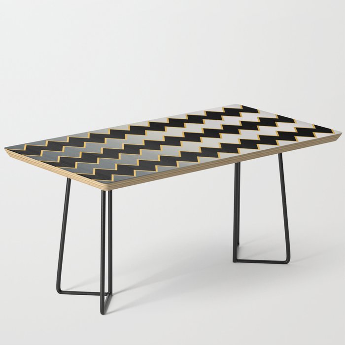 Silver Black Gold Modern Zig-Zag Line Collection Coffee Table