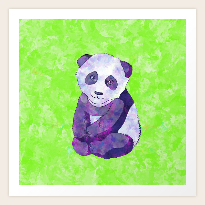 Cute Purple Panda Bear On Green Art Print By K9printart Society6 Buy the purple panda mic: society6
