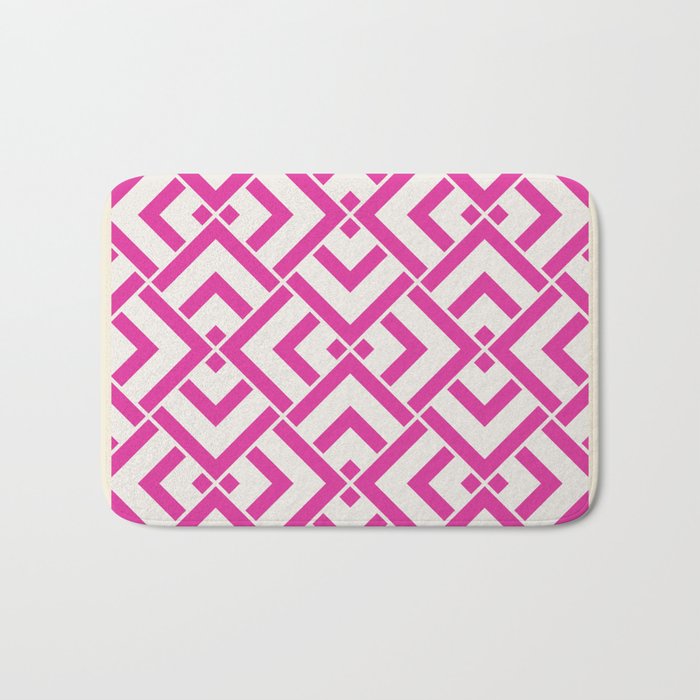 Hot pink summer geometric pattern pillow Bath Mat