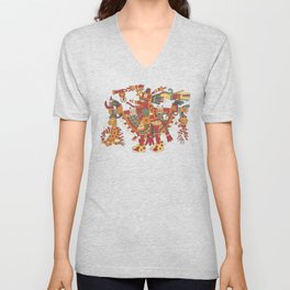 Aztec Inca God Graphic V Neck T Shirt