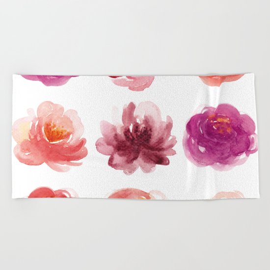 Watercolor flowers Beach Towel