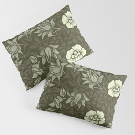 Arts and Crafts Inspired Floral Pattern Green Pillow Sham