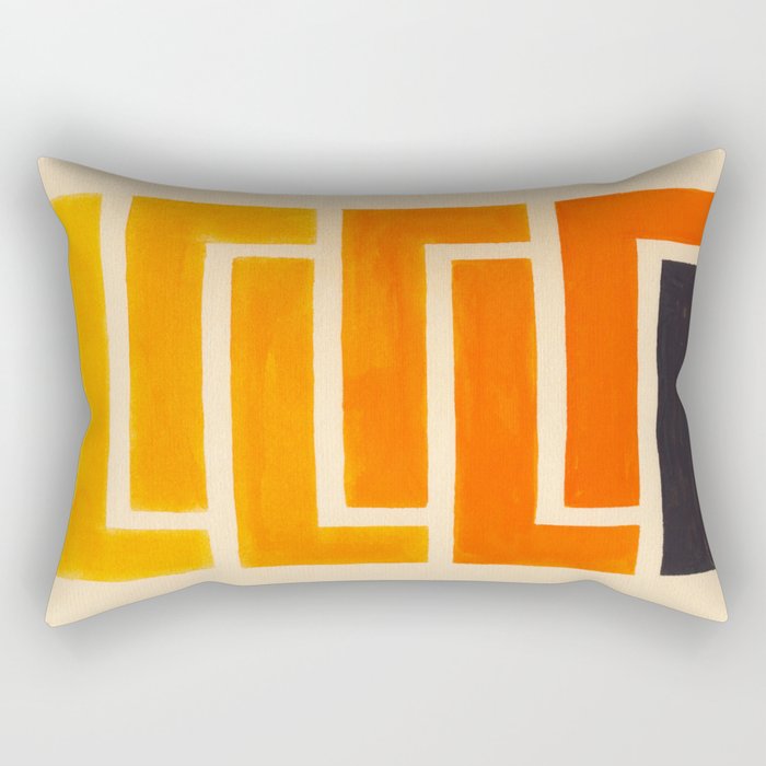 Orange & Black Geometric Pattern Rectangular Pillow