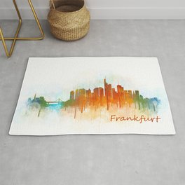 Frankfurt am Main, City Cityscape Skyline watercolor art v3 Rug