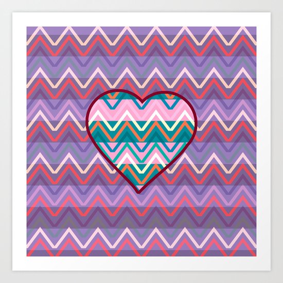 Heart chevron Art Print