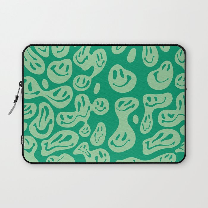 Green Dripping Smiley Faces Laptop Sleeve