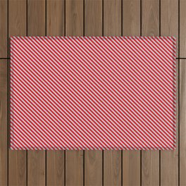 [ Thumbnail: Light Blue & Red Colored Lines/Stripes Pattern Outdoor Rug ]