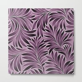 Beautiful Leaves in Aubergine Purple Metal Print | Nature, Painting, Green, Brownishpurple, Darkpurple, Jungle, Hawaii, Floral, Purpleandwhite, Leaves 