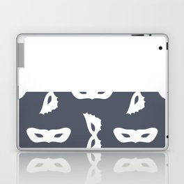 White Mask Silhouette on Dark Gray and White Horizontal Split Laptop Skin