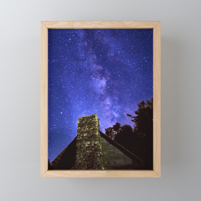 Our Milky Way Over Preacher Brown's Cabin Off Blue Ridge Parkway NC Framed Mini Art Print