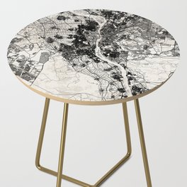 Black&White Giza (Egypt) Map Side Table