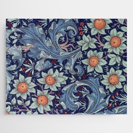 William Morris Orchard Pattern,Vintage Fruit Artwork,Blue Decorative Victorian Art Nouveau, Jigsaw Puzzle