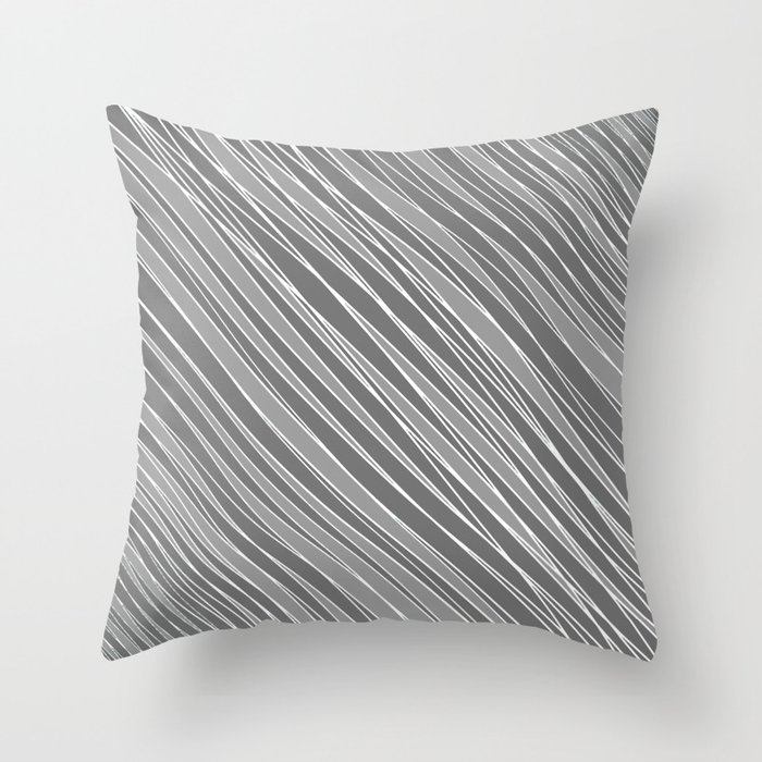 Striped-pattern, grey, simple, minimal, minimalist, lined-pattern, stripe, modern, trendy, basic, digital, pattern, abstract, lines, line, line-art, jewel-color, Throw Pillow