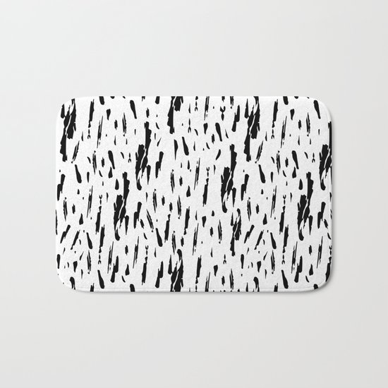 Seattle Rain Black Ink on White Bath Mat