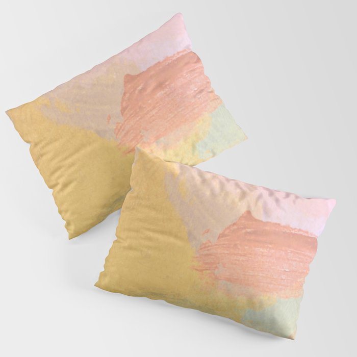 abstract splatter brush stroke painting texture background in pink yellow Pillow Sham