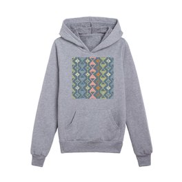 Boho Geometric Southwest Arrows in Distressed Retro Colorful Pastels Kids Pullover Hoodies