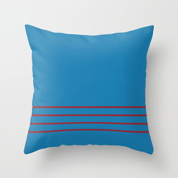 Blue and Red Thin 4 Stripe Pattern 2021 Color of the Year Satin Paprika and Satin Lagoon  Throw Pillow