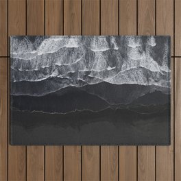 Aerial view of black sand beach in Iceland Outdoor Rug