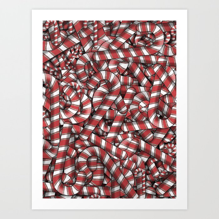 Sugar Spiral Candy Cane Christmas Design  Art Print | Graphic-design, Candy-cane, Decoration, Yule, Holiday, Sugar, Pattern, Candy, Festive, Christmas