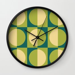 Retro Geometric Half Square and Circle Pattern 462 Wall Clock