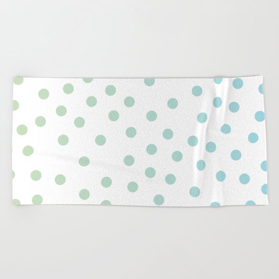 Simply Dots in Turquoise Green Blue Gradient on White Beach Towel