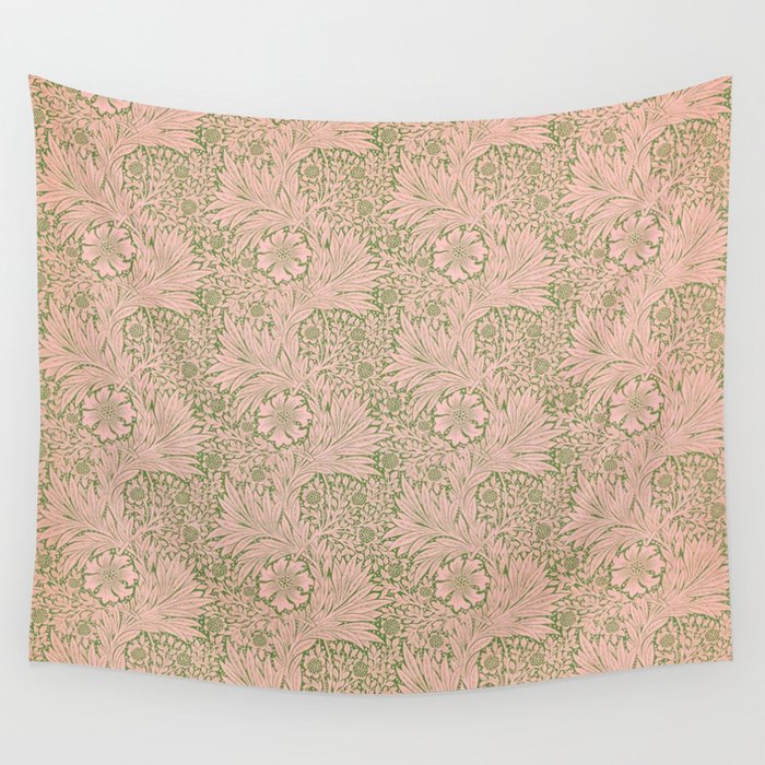 William Morris Marigold Olive Pink Wall Tapestry