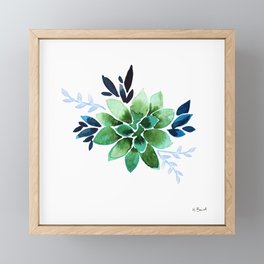 Cactus Succulent watercolor, hand painted colorful garden foliage and greenery Framed Mini Art Print