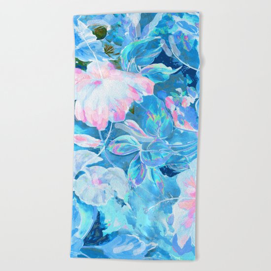 hibiscus blue Beach Towel
