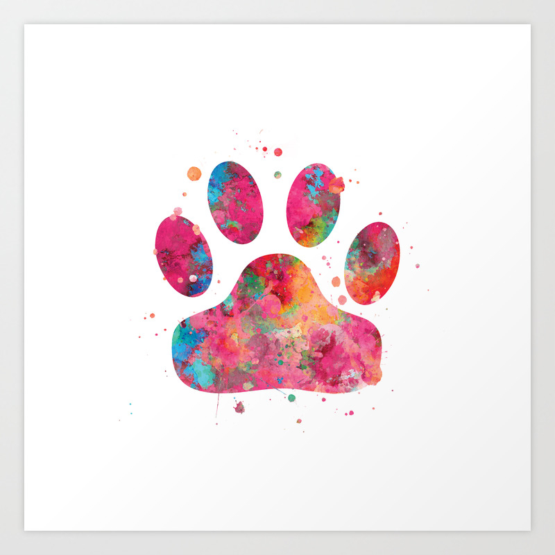 Høflig Tips jord Colorful Paw Art Print by Miao Miao Design | Society6