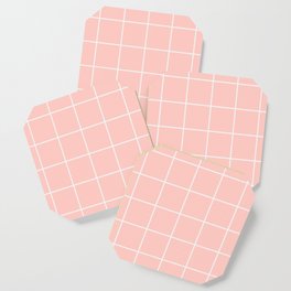 Tasteful Minimalist Pink Grid Coaster
