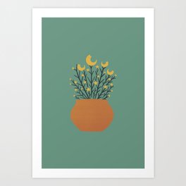 Cat & flower 2 Art Print