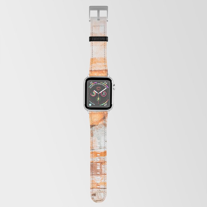 Retro style background or texture in double exposure. The stonewall from old orange bricks.  Apple Watch Band