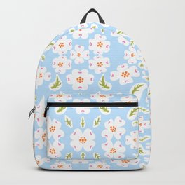 Mid-Century Modern Dogwood Flowers Bloom Sunny Blue Backpack