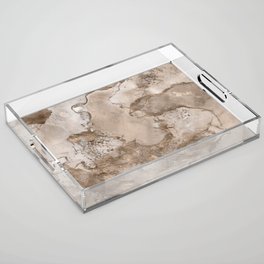 Taupe marble and gold abstract Acrylic Tray