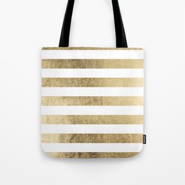 Elegant stylish trendy faux gold modern stripe Tote Bag